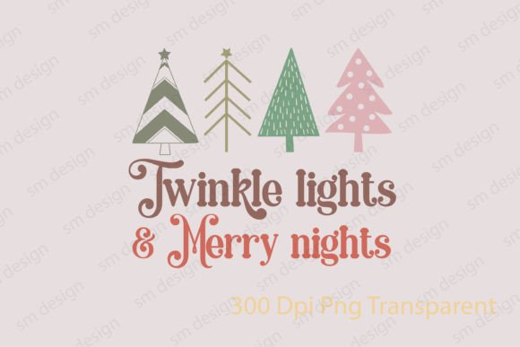 Boho Christmas Trees Twinkle Lights SVG for Crafts