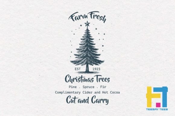 Farm Fresh Christmas Tree Vintage SVG for Crafts & Graphics